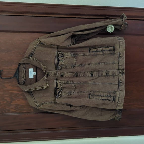 Time and Tru Jackets & Blazers - Time & Tru Brown Acid Wash Denim Jean Jacket Size XXXL (22)